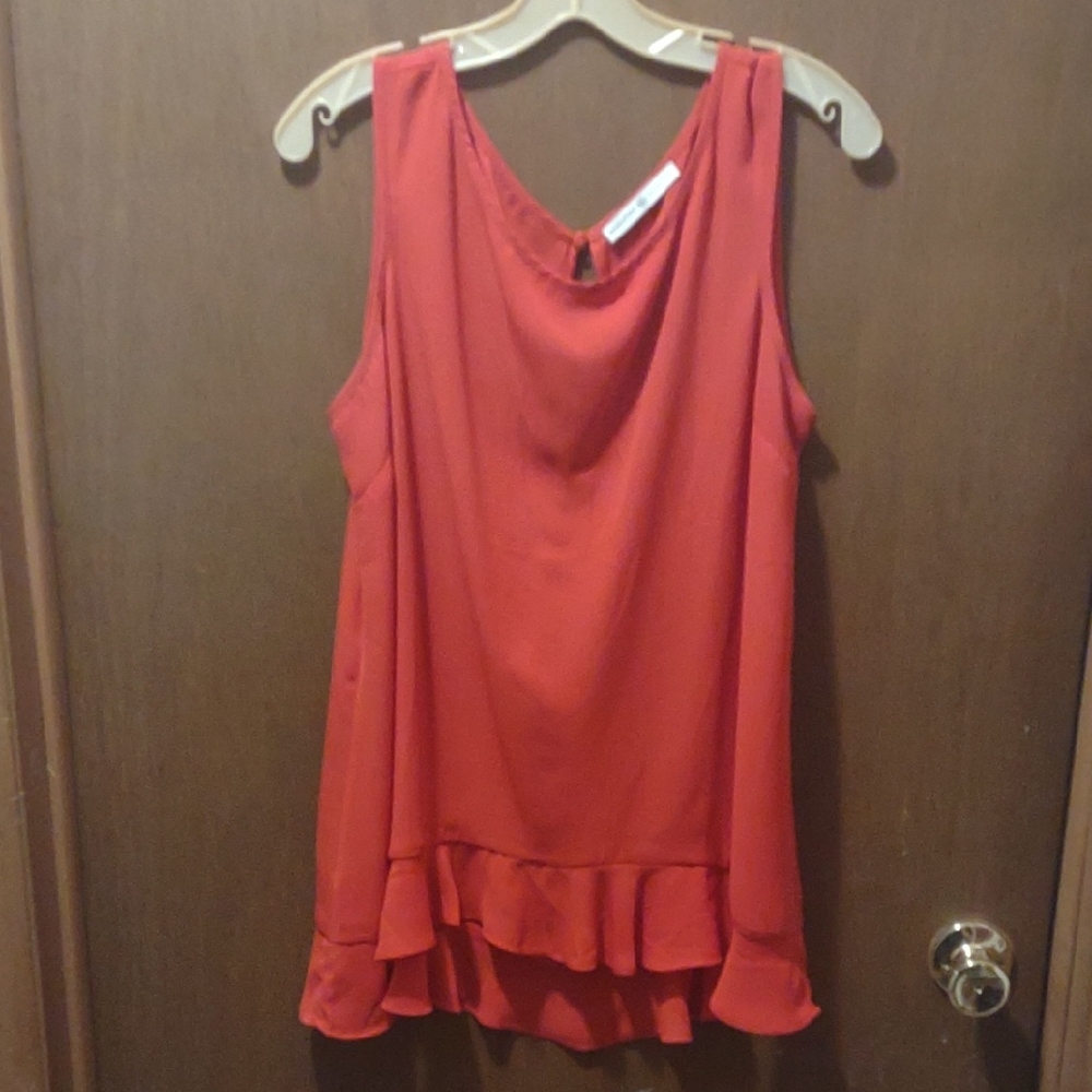 Elegant Red Sleeveless Blouse